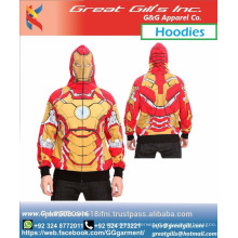 Super hero printed custom made hoodie animated sublimated